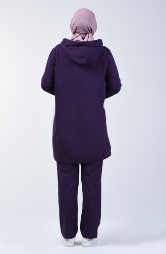 Plus Size Hooded Tracksuit Set 10036-02 Purple 10036-02