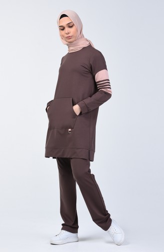 Tracksuit Set with Pockets 9206-03 Brown 9206-03