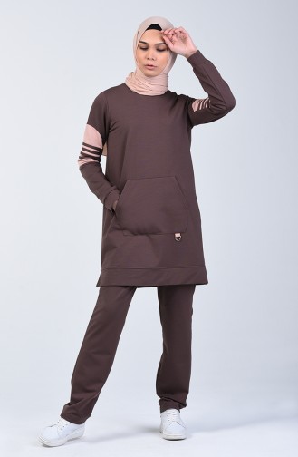 Tracksuit Set with Pockets 9206-03 Brown 9206-03