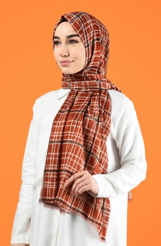 Patterned Cotton Shawl Brown Tobacco 901605-02