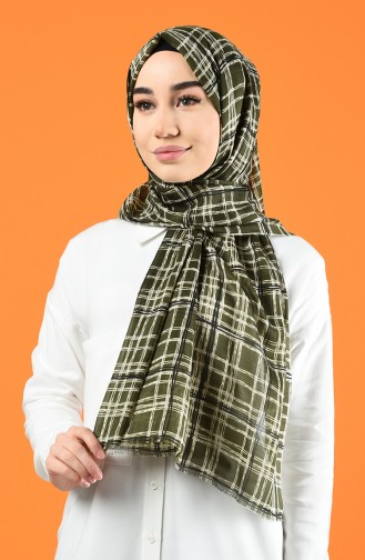 Patterned Cotton Shawl Khaki 901605-05