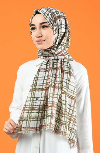 Patterned Cotton Shawl Ecru Khaki 901605-10