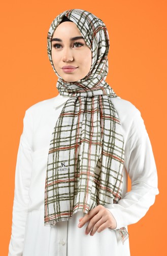 Patterned Cotton Shawl Ecru Khaki 901605-10