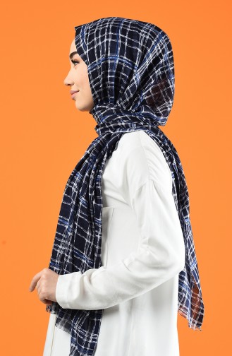 Patterned Cotton Shawl Navy Blue 901605-14