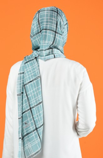 Desenli Pamuksu Şal 901605-15 Mint Yeşili