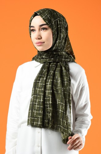 Patterned Cotton Shawl Khaki 901608-03