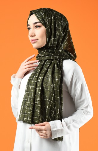 Patterned Cotton Shawl Khaki 901608-03