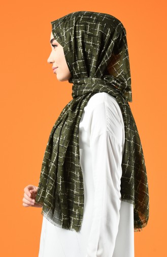 Patterned Cotton Shawl Khaki 901608-03