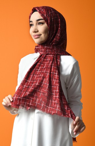 Patterned Cotton Shawl Bordeaux 901608-05