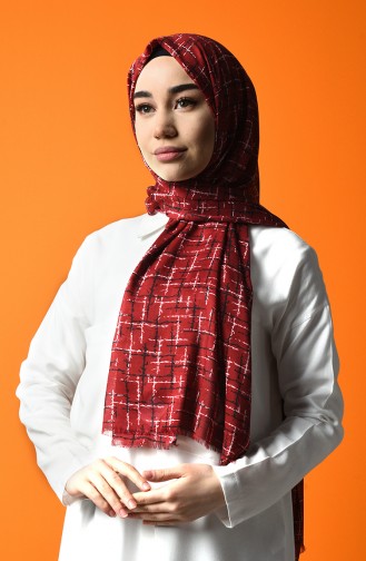 Patterned Cotton Shawl Bordeaux 901608-05