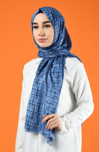 Patterned Cotton Shawl Blue 901608-06