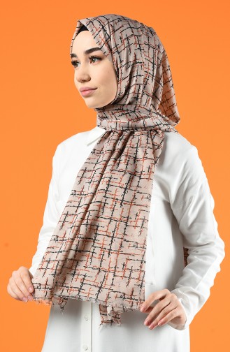 Patterned Cotton Shawl Beige 901608-07