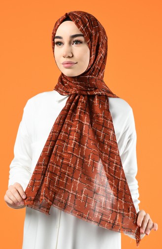 Patterned Cotton Shawl Brown Tobacco 901608-09