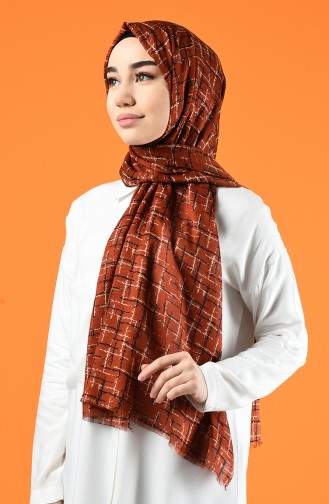 Patterned Cotton Shawl Brown Tobacco 901608-09