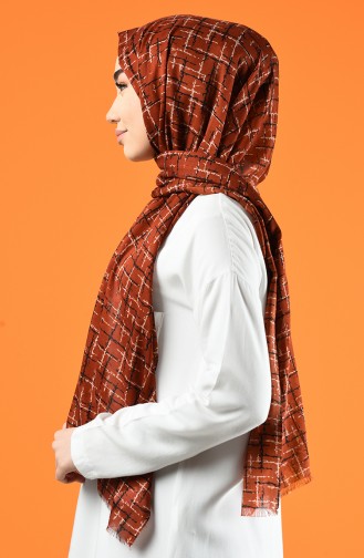 Patterned Cotton Shawl Brown Tobacco 901608-09