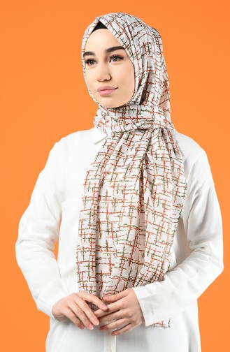 Patterned Cotton Shawl Ecru Green 901608-13