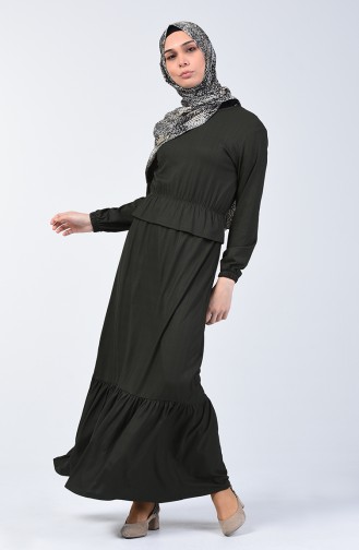  Elastic waist  Dress 0215-01 Dark Green 0215-01