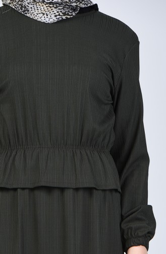 Kleid mit elastische Taille 0215-01 Dunkel Grün 0215-01