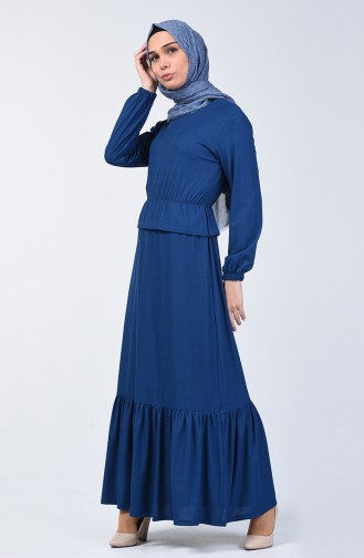 Kleid mit elastische Taille 0215-05 Indigo 0215-05