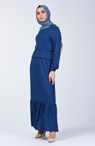 Kleid mit elastische Taille 0215-05 Indigo 0215-05