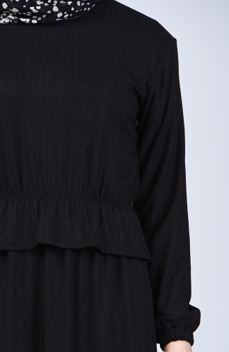 Kleid mit elastische Taille 0215-06 Schwarz 0215-06