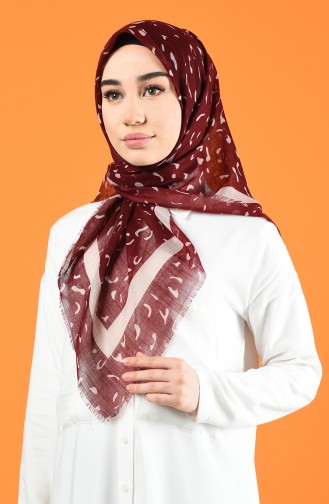 Desenli Flamlı Eşarp 901597-13 Bordo