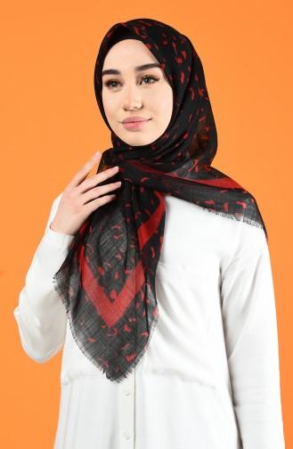 Patterned Flamed Scarf 901597-14 Black Red 901597-14