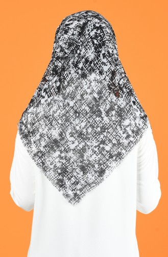 Patterned Flamed Scarf 901599-16 White Black 901599-16