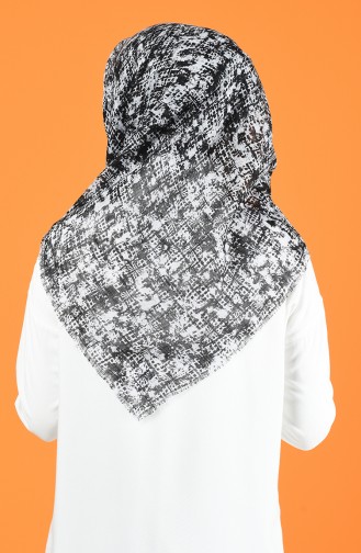 Patterned Flamed Scarf 901599-16 White Black 901599-16