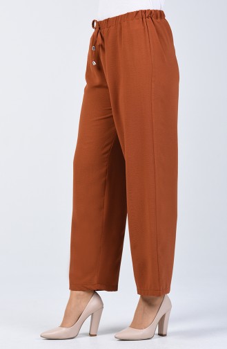 Pantalon Large Taille Élastique 0121-01 Tabac 0121-01