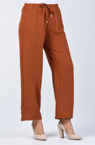 Pantalon Large Taille Élastique 0121-01 Tabac 0121-01