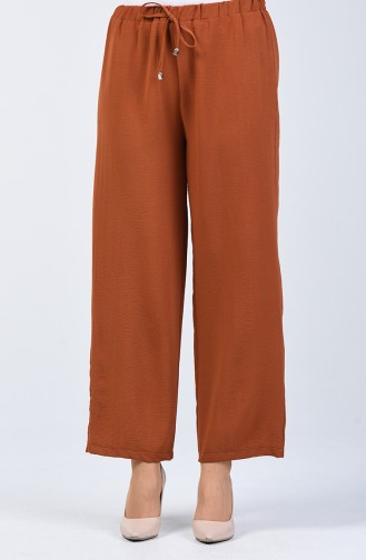 Pantalon Large Taille Élastique 0121-01 Tabac 0121-01