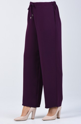 Elastic Waist Wide Leg Trouser 0121-03 Purple 0121-03