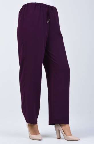 Elastic Waist Wide Leg Trouser 0121-03 Purple 0121-03