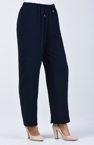 Elastic Waist Wide Leg Trouser 0121-06 Navy Blue 0121-06