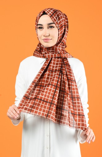 Patterned Cotton Shawl Brown Tobacco 901606-01