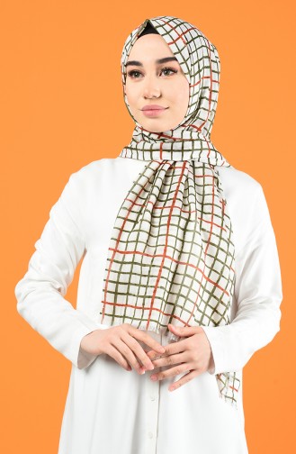 Patterned Cotton Shawl Ecru Khaki 901606-04