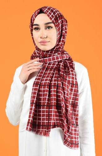 Patterned Cotton Shawl Bordeaux 901606-05