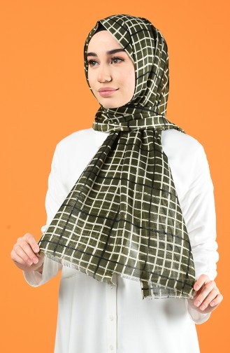 Patterned Cotton Shawl Khaki 901606-07