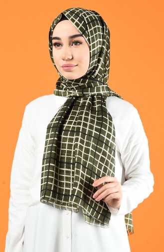 Patterned Cotton Shawl Khaki 901606-07