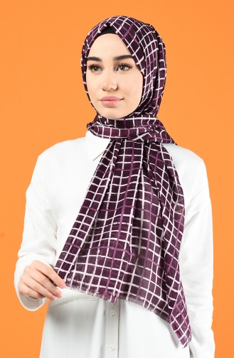 Patterned Cotton Shawl Purple 901606-08