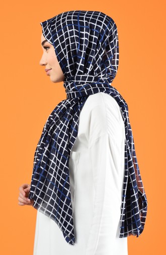 Patterned Cotton Shawl Navy Blue 901606-09
