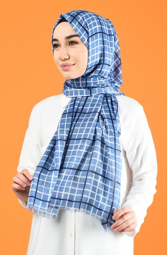 Patterned Cotton Shawl Blue White 901606-12