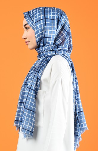 Patterned Cotton Shawl Blue White 901606-12