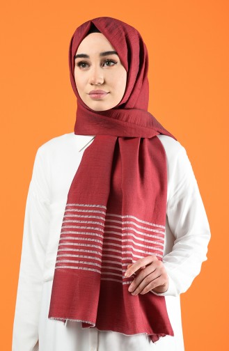 Line Pattern Cotton Shawl Bordeaux 901611-05