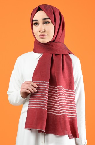 Line Pattern Cotton Shawl Bordeaux 901611-05