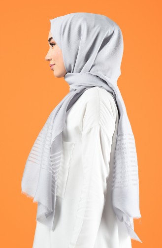 Line Pattern Cotton Shawl Gray 901611-07