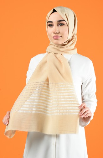 Line Pattern Cotton Shawl Beige 901611-08