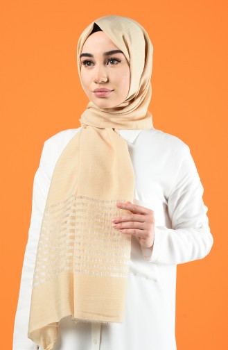 Line Pattern Cotton Shawl Beige 901611-08