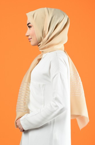 Line Pattern Cotton Shawl Beige 901611-08